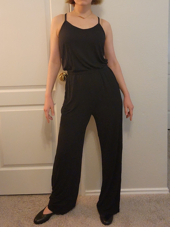 no brand Pants - Black Wide-Leg Spaghetti Strap Jumpsuit Size - M